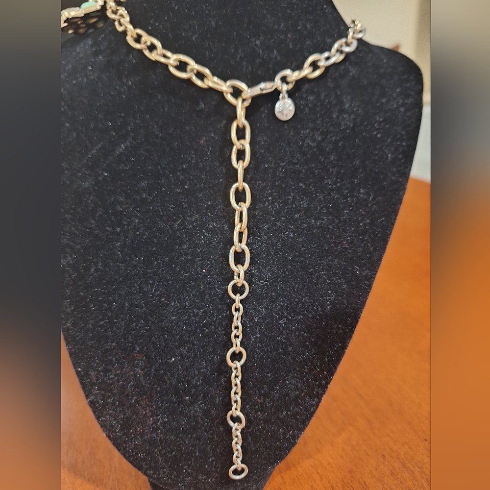 J.Crew Rhinestone Statement Mint Green Color Neck… - image 3